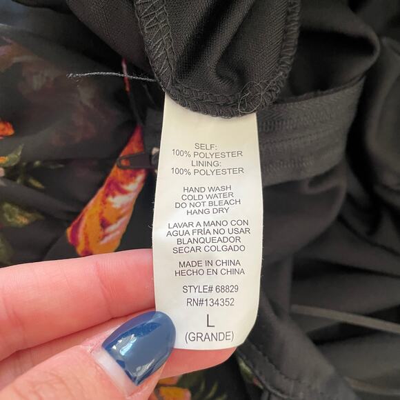 Ambiance Black Floral Maxi Romper Women’s L Whimsigoth Witchy Boho Festival - Picture 6 of 11